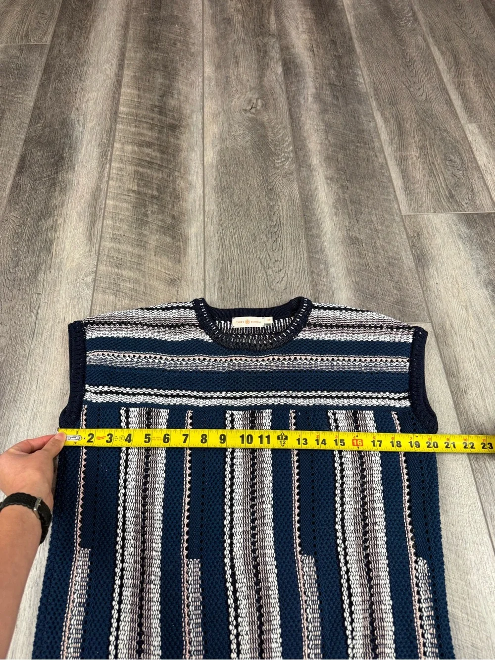 Tory Burch Navy Stripe Knit Sweater